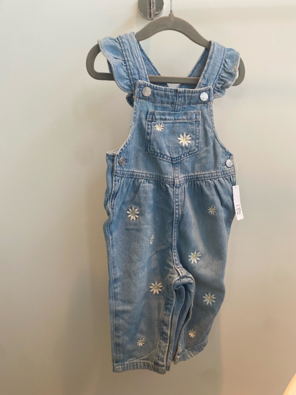 Baby Embroidered Floral Denim Overalls